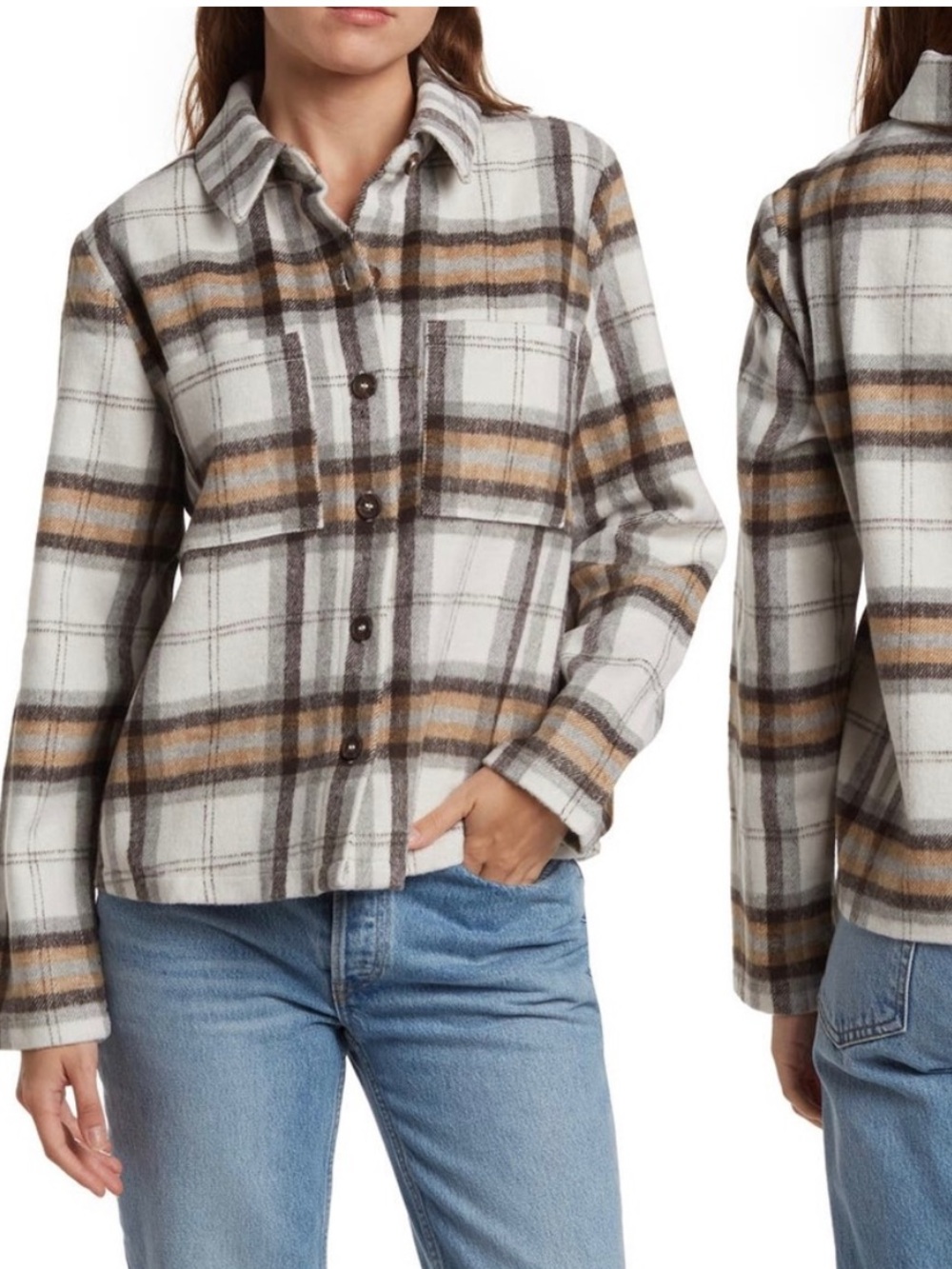 MELLODAY Checkered Wool-Blend Shirt Jacket